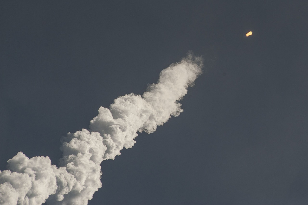 rocket launch, steam, smoke
