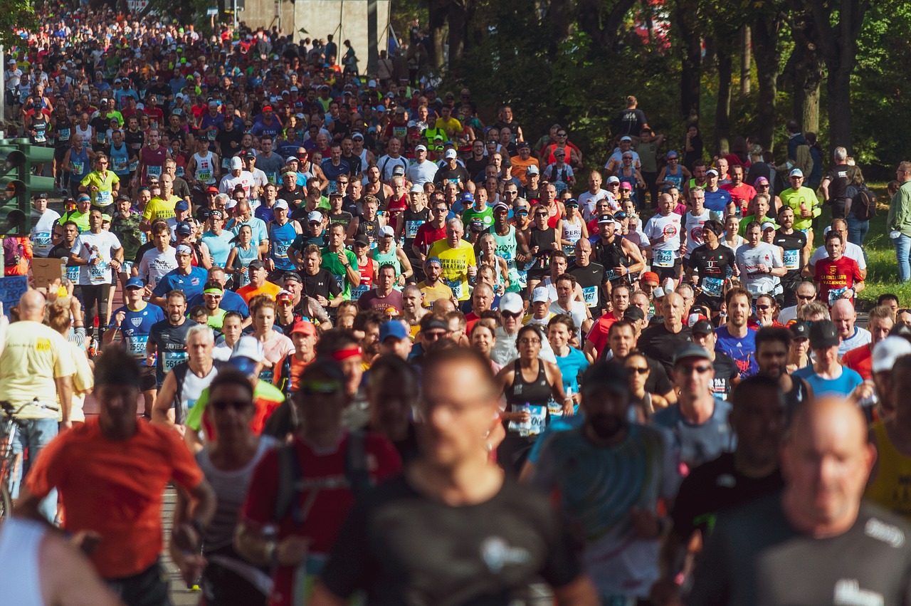 running, marathon, people