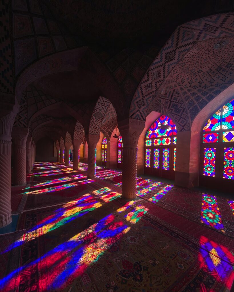 Stained Glass Windows Shadows in Nasir al-Mulk Mosque in Shiraz